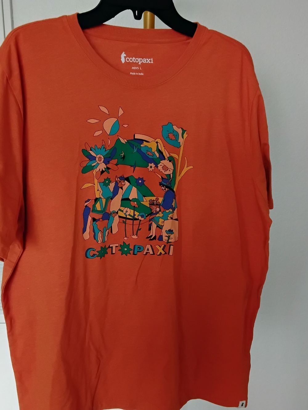 cotopaxi Orange Graphic Tee with Multicolor Nature Print